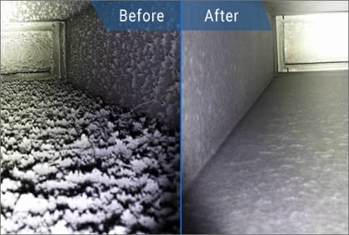 before and after air duct cleaning